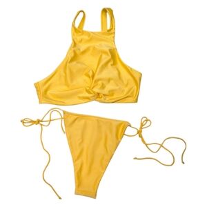 NWT Riot Swim Tinsley Top And Bixi Bottom Poppy Yellow Bikini Set 2-Piece M S